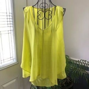 E Hanger M lime yellow sheer sleeveless Top size L